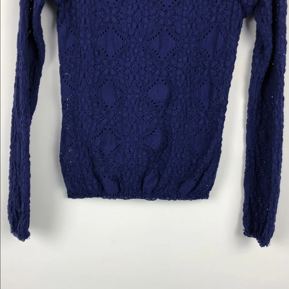 Free People Blue Lace Long Sleeve Top